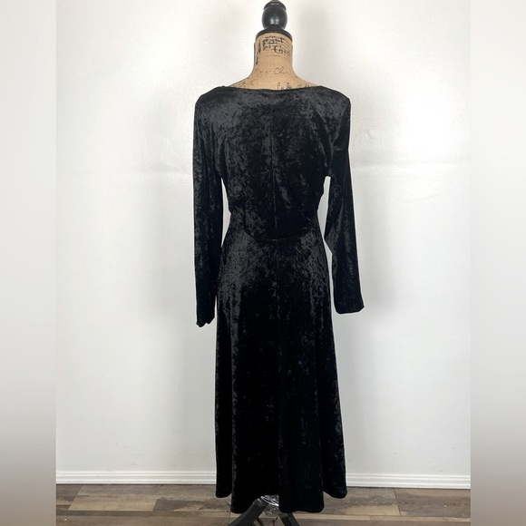 Brett Alixander Y2K 90s Velvet Maxi Dress Size 12 Black Whimsigoth Witchy Goth - Picture 2 of 9